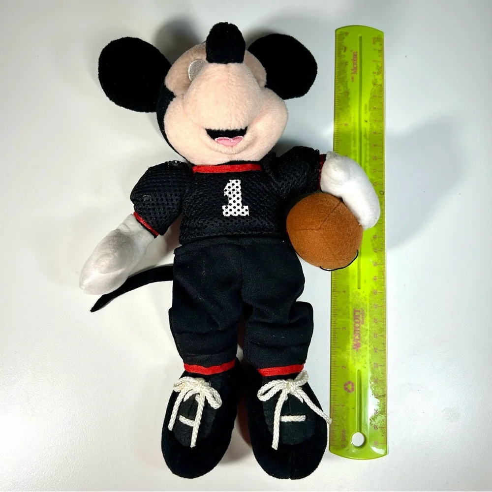 Disney Mickey Mouse Football Player Plush Black and Red Stuff‎ Animal